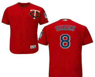 Men's Minnesota Twins #8 Kurt Suzuki Red Stitched Baseball Jersey