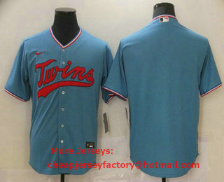 Men's Minnesota Twins Blank Light Blue Stitched MLB Cool Base Nike Jersey