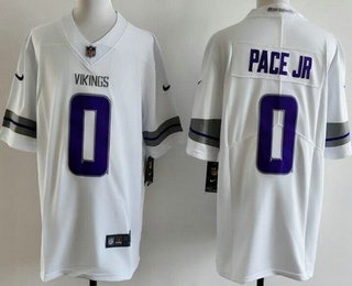 Men's Minnesota Vikings #0 Ivan Pace Jr Limited White Alternate Vapor Jersey