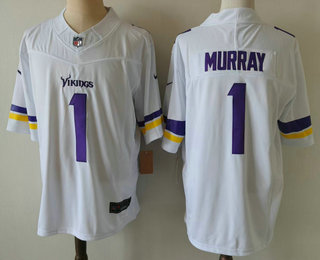Men's Minnesota Vikings #1 Kyler Murray Limited White FUSE Vapor Jersey