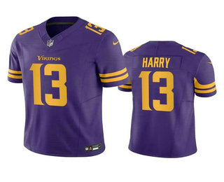 Men's Minnesota Vikings #13 NKeal Harry Purple 2023 FUSE Color Rush Limited Stitched Jersey