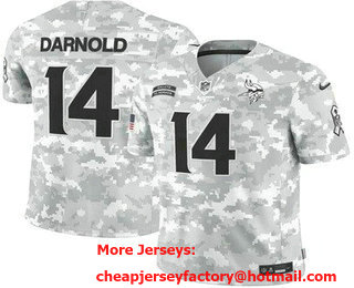 Men's Minnesota Vikings #14 Sam Darnold Limited Arctic Camo 2024 Salute to Service Jersey