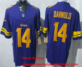Men's Minnesota Vikings #14 Sam Darnold Limited Purple Throwback FUSE Vapor Jersey