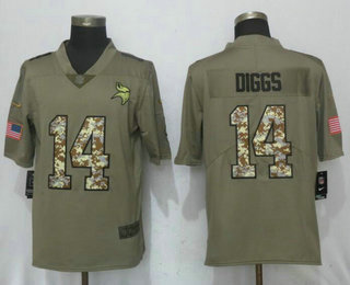 Men's Minnesota Vikings #14 Stefon Diggs Olive with Camo 2017 Salute To Service Stitched NFL Nike Limited Jersey