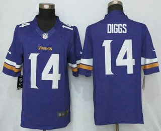 Men's Minnesota Vikings #14 Stefon Diggs Purple Team Color NFL Nike Limited Jersey