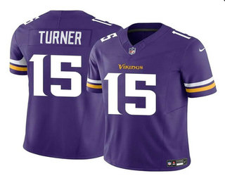 Men's Minnesota Vikings #15 Dallas Turner Purple 2024 Draft FUSE Vapor Untouchable Limited Stitched Jersey