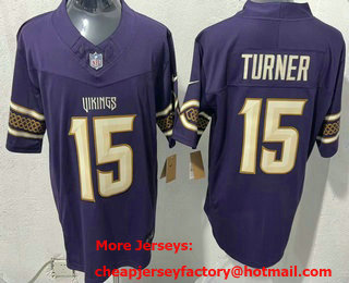 Men's Minnesota Vikings #15 Dallas Turner Purple 2026 FUSE Rivalries Collection Limited Stitched Jersey