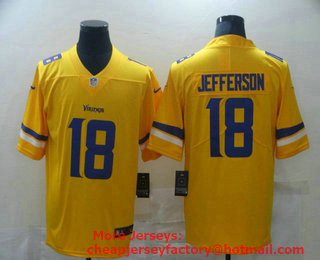 Men's Minnesota Vikings #18 Justin Jefferson Gold 2019 Inverted Legend Stitched NFL Nike Limited Jersey
