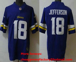 Men's Minnesota Vikings #18 Justin Jefferson Limited Purple FUSE Vapor Jersey