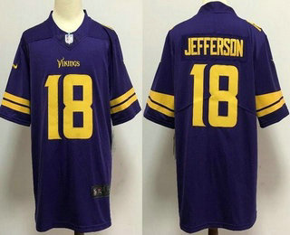Men's Minnesota Vikings #18 Justin Jefferson Limited Purple Throwback Vapor Jersey