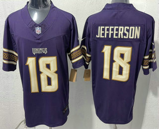 Men's Minnesota Vikings #18 Justin Jefferson Purple 2026 FUSE Rivalries Collection Limited Stitched Jersey