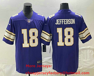 Men's Minnesota Vikings #18 Justin Jefferson Purple Limited Stitched Throwback Jersey