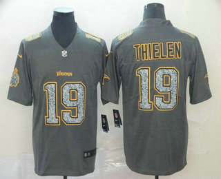 Men's Minnesota Vikings #19 Adam Thielen Gray Fashion Static 2019 Vapor Untouchable Stitched NFL Nike Limited Jersey