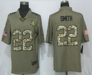 Men's Minnesota Vikings #22 Harrison Smith Olive with Camo 2017 Salute To Service Stitched NFL Nike Limited Jersey