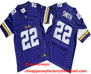 Men's Minnesota Vikings #22 Harrison Smith Purple 2023 FUSE Vapor Limited Stitched Jersey