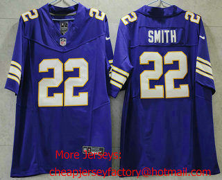 Men's Minnesota Vikings #22 Harrison Smith Purple 2023 FUSE Vapor Limited Throwback Stitched Jersey