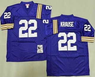 Men's Minnesota Vikings #22 Paul Krause Purple 1975 Throwback Jersey