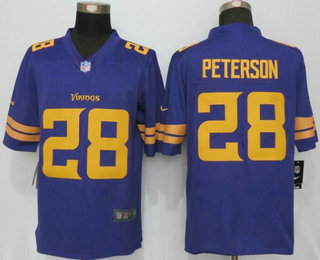 Men's Minnesota Vikings #28 Adrian Peterson Purple 2016 Color Rush Stitched NFL Nike Limited Jersey