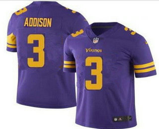 Men's Minnesota Vikings #3 Jordan Addison Limited Purple Rush Color Jersey