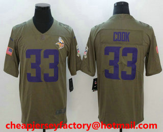 Men's Minnesota Vikings #33 Dalvin Cook Olive 2017 Salute To Service Stitched NFL Nike Limited Jersey