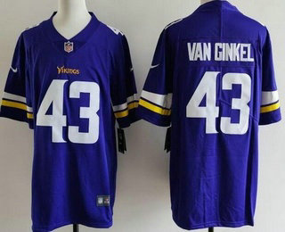 Men's Minnesota Vikings #43 Andrew Van Ginkel Limited Purple Vapor Jersey