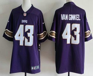 Men's Minnesota Vikings #43 Andrew Van Ginkel Purple 2026 Vapor Rivalries Collection Limited Stitched Jersey