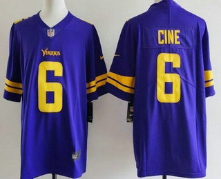 Men's Minnesota Vikings #6 Lewis Cine Limited Purple Throwback Vapor Jersey