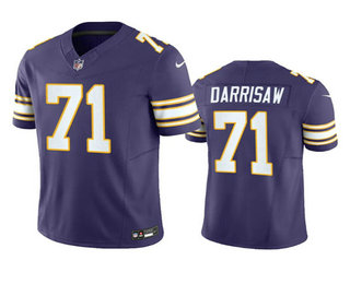 Men's Minnesota Vikings #71 Christian Darrisaw Purple 2023 FUSE Vapor Limited Stitched Jersey