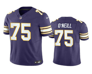 Men's Minnesota Vikings #75 Brian ONeill Purple 2023 FUSE Vapor Limited Stitched Jersey