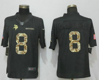 Men's Minnesota Vikings #8 Kirk Cousins Black Anthracite 2017 Salute To Service Stitched NFL Nike Limited Jersey