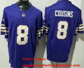 Men's Minnesota Vikings #8 Kirk Cousins Limited Purple Classic FUSE Vapor Jersey