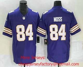 Men's Minnesota Vikings #84 Randy Moss Purple 2023 FUSE Vapor Limited Throwback Stitched Jersey