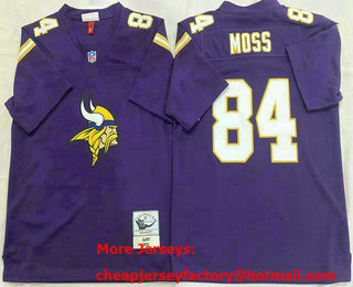 Men's Minnesota Vikings #84 Randy Moss Purple Big Logo Throwback Jersey