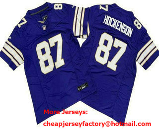 Men's Minnesota Vikings #87 TJ Hockenson Limited Purple Classic FUSE Vapor Jersey