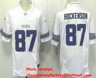 Men's Minnesota Vikings #87 TJ Hockenson Limited White Alternate FUSE Vapor Jersey