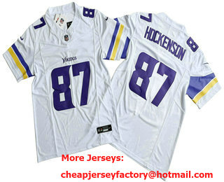 Men's Minnesota Vikings #87 TJ Hockenson White 2023 FUSE Vapor Limited Stitched Jersey