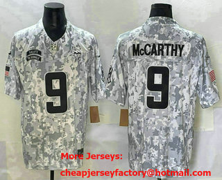 Men's Minnesota Vikings #9 JJ McCarthy Arctic Camo 2024 FUSE Salute to Service Limited Stitched Jersey