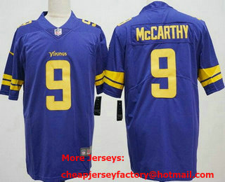 Men's Minnesota Vikings #9 JJ McCarthy Limited Purple Rush Color Jersey