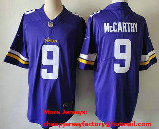 Men's Minnesota Vikings #9 JJ McCarthy Limited Purple Vapor Jersey