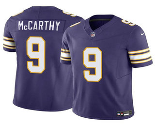 Men's Minnesota Vikings #9 JJ McCarthy Purple 2024 Draft FUSE Throwback Vapor Untouchable Limited Stitched Jersey