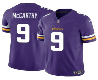 Men's Minnesota Vikings #9 JJ McCarthy Purple 2024 Draft FUSE Vapor Untouchable Limited Stitched Jersey