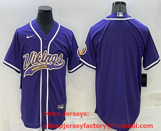 Men's Minnesota Vikings Blank Purple Stitched MLB Cool Base Nike Baseball Jersey