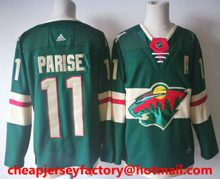 Men's Minnesota Wild #11 Zach Parise Green 2017-2018 Hockey Stitched NHL Jersey