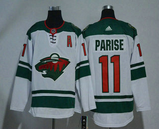 Men's Minnesota Wild #11 Zach Parise White With A Patch 2017-2018 Hockey Stitched NHL Jersey
