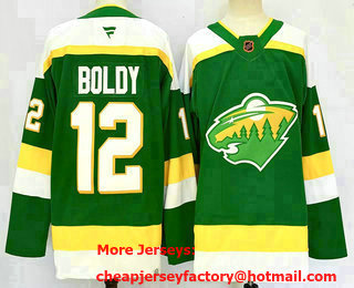 Men's Minnesota Wild #12 Matt Boldy Green 2024 Alternate Stitched Jersey