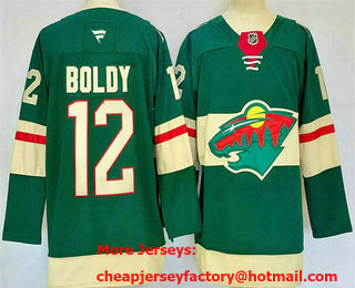 Men's Minnesota Wild #12 Matt Boldy Green 2024 Stitched Jersey