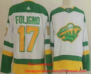 Men's Minnesota Wild #17 Marcus Foligno White 2021 Reverse Retro Stitched NHL Jersey