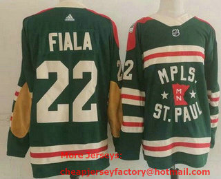 Men's Minnesota Wild #22 Kevin Fiala Green 2022 Winter Classic Adidas Stitched NHL Jersey