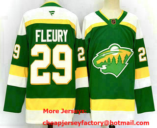 Men's Minnesota Wild #29 Marc-Andre Fleury Green 2024 Alternate Stitched Jersey