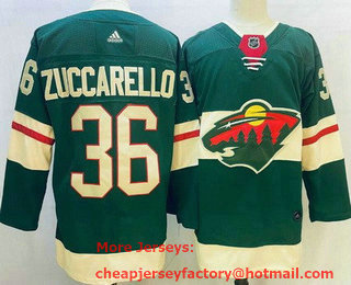 Men's Minnesota Wild #36 Mats Zuccarello Green Stitched Jersey